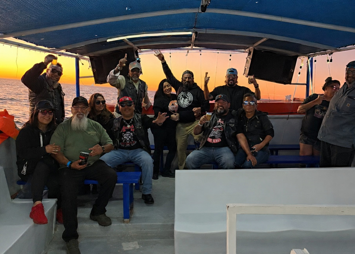 Group celebrating aboard Ocean Pachanga